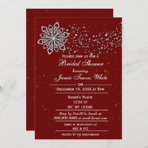 invitation de douche nuptiale d'hiver rouge et arg