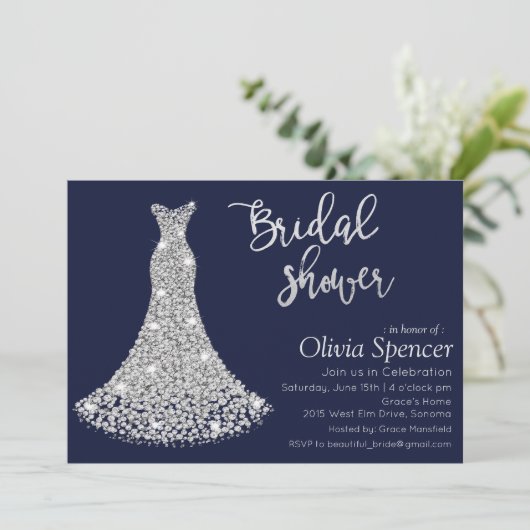 Invitation de douche nuptiale Diamond (Debout devant)