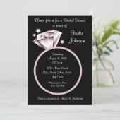 Invitation de douche nuptiale Diamond Ring noir bl (Debout devant)