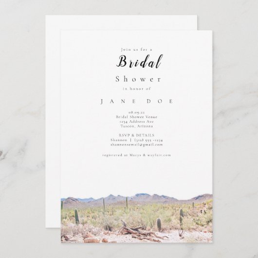 Invitation de douche nuptiale du désert de l'Arizo (Devant / Derrière)