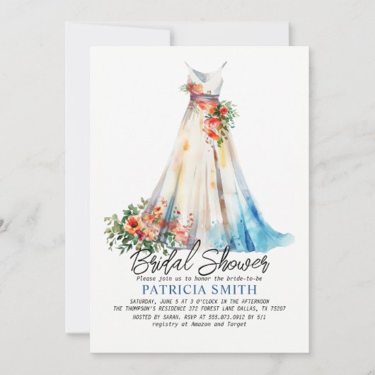 Invitation de douche nuptiale du Mariage d'aquarel (Devant)