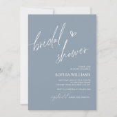 Invitation de douche nuptiale Dusty Blue Minimalis (Devant)