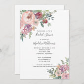 Invitation de douche nuptiale Dusty Rose (Devant / Derrière)