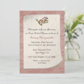 Invitation de douche nuptiale Dusty Rose Damask (Debout devant)