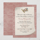 Invitation de douche nuptiale Dusty Rose Damask (Devant / Derrière)