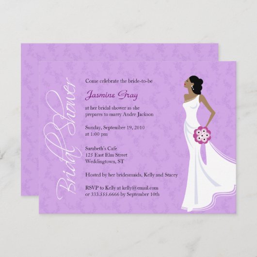 Invitation de douche nuptiale Elégance moderne (Devant / Derrière)