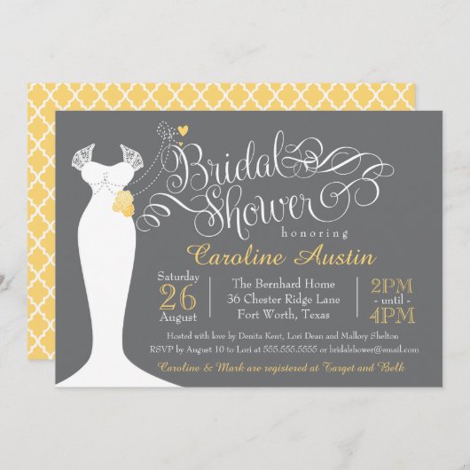 Invitation de douche nuptiale, élégante robe de ma (Devant / Derrière)