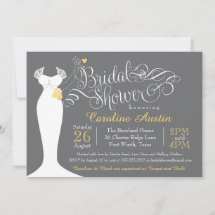 Invitation de douche nuptiale, élégante robe de ma