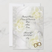 Invitation de douche nuptiale élégante roses blanc (Dos)