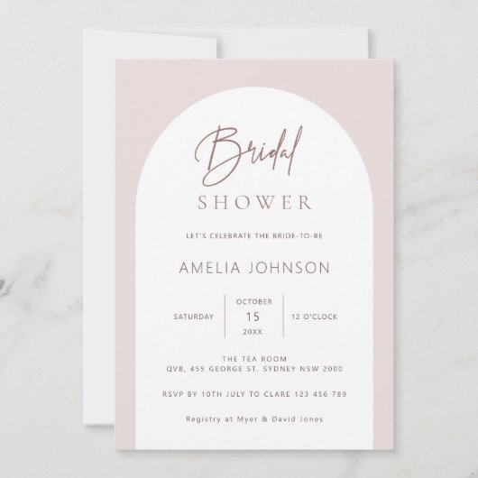 Invitation de douche nuptiale en arc moderne et mi (Devant)