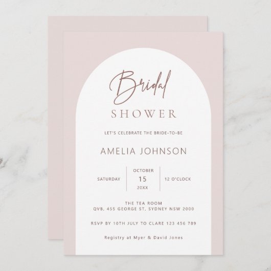 Invitation de douche nuptiale en arc moderne et mi (Devant / Derrière)