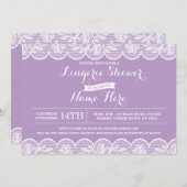 Invitation de douche nuptiale en dentelle violette (Devant / Derrière)