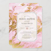 Invitation de douche nuptiale en marbre rose (Devant / Derrière)