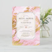 Invitation de douche nuptiale en marbre rose (Debout devant)