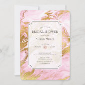 Invitation de douche nuptiale en marbre rose (Devant)