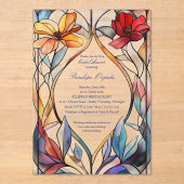 Invitation de douche nuptiale en verre teint acryl (Recto)