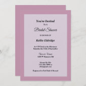 Invitation de douche nuptiale encadrée violet clai (Devant / Derrière)