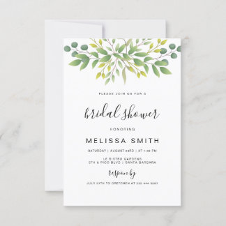 Invitation de douche nuptiale Eucalyptus Green
