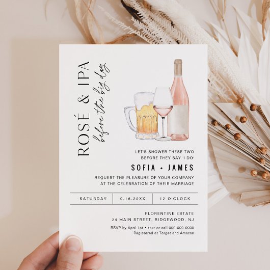 Invitation de douche nuptiale EVERLEIGH Rose et IP
