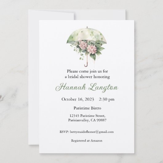 Invitation de douche nuptiale, Fête des mariées fl (Devant)
