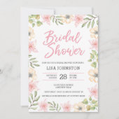 Invitation de douche nuptiale | Fleur blanche et r (Devant)