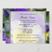 Invitation de douche nuptiale, fleur de sansy bleu (Devant / Derrière)