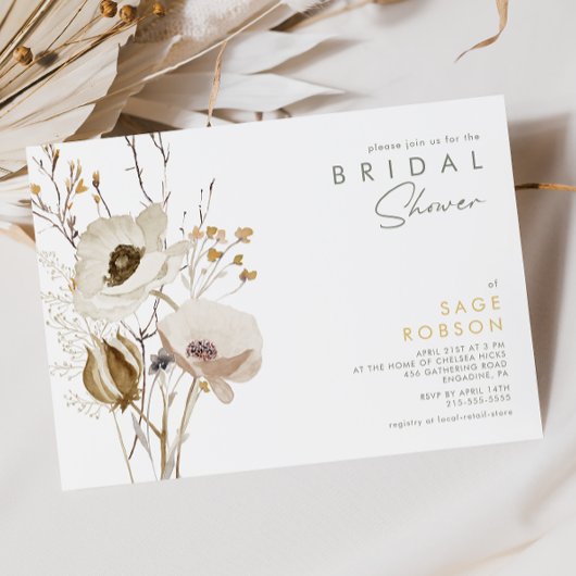 Invitation de douche nuptiale Fleur sauvage