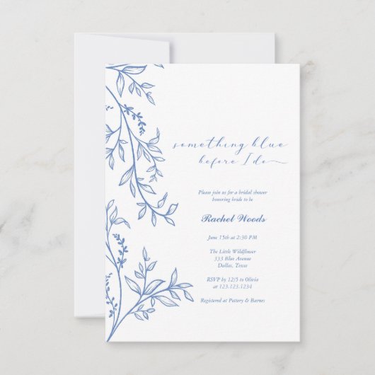 Invitation de douche nuptiale Fleur sauvage bleu (Devant)