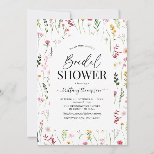 Invitation de douche nuptiale Fleur sauvage d'aqua (Devant)