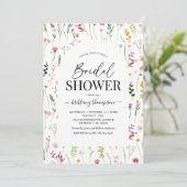 Invitation de douche nuptiale Fleur sauvage d'aqua (Debout devant)