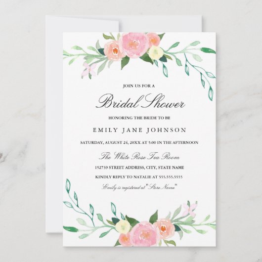 Invitation de douche nuptiale Fleur sauvage d'aqua (Devant)