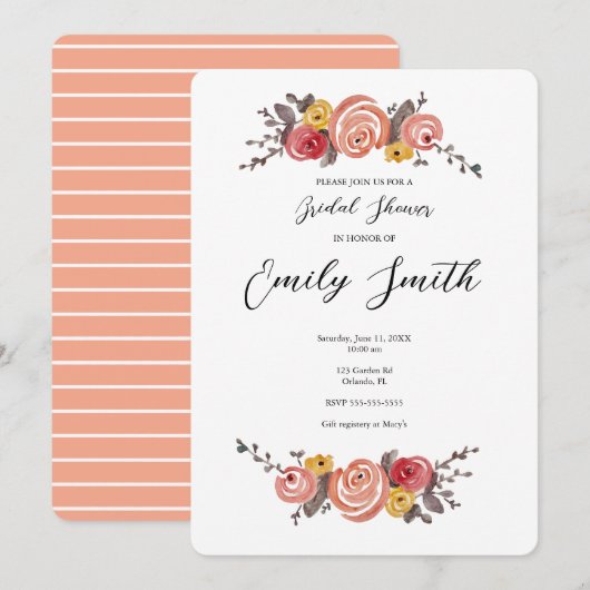 Invitation de douche nuptiale fleur sauvage Frame (Devant / Derrière)