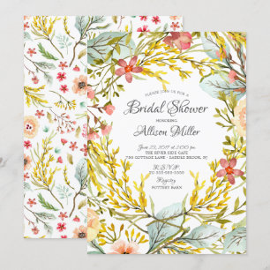 Invitation de douche nuptiale Fleur sauvage jaune