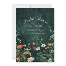 Invitation de douche nuptiale Fleur sauvage turquo