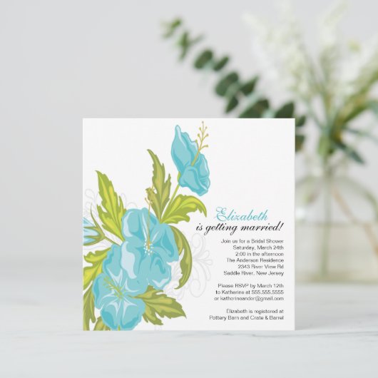 Invitation de douche nuptiale fleurie printemps Tu (Debout devant)
