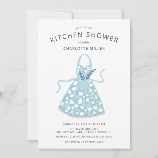 Invitation de douche nuptiale Floral Apron Kitchen (Devant)
