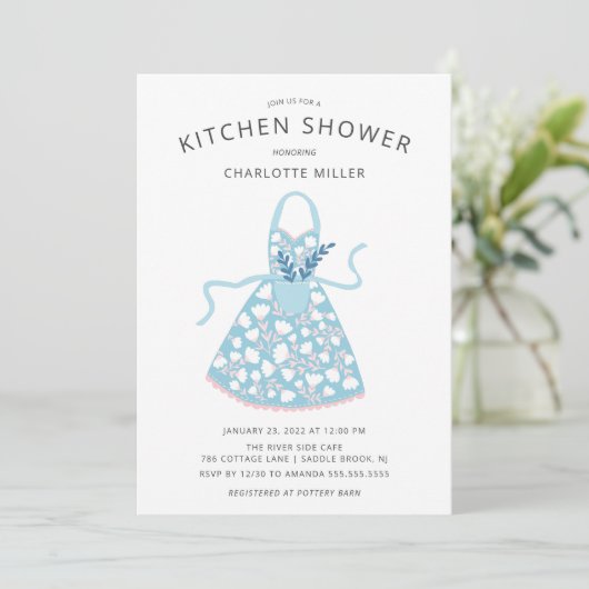 Invitation de douche nuptiale Floral Apron Kitchen (Debout devant)