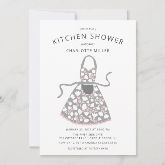Invitation de douche nuptiale Floral Apron Kitchen (Devant)