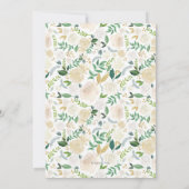 Invitation de douche nuptiale | Floral blanc et or (Dos)