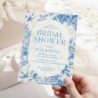 Invitation de douche nuptiale Floral bleu Vintage