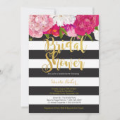 Invitation de douche nuptiale - Floral noir blanc (Devant)