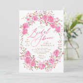 Invitation de douche nuptiale Floral Rose (Debout devant)