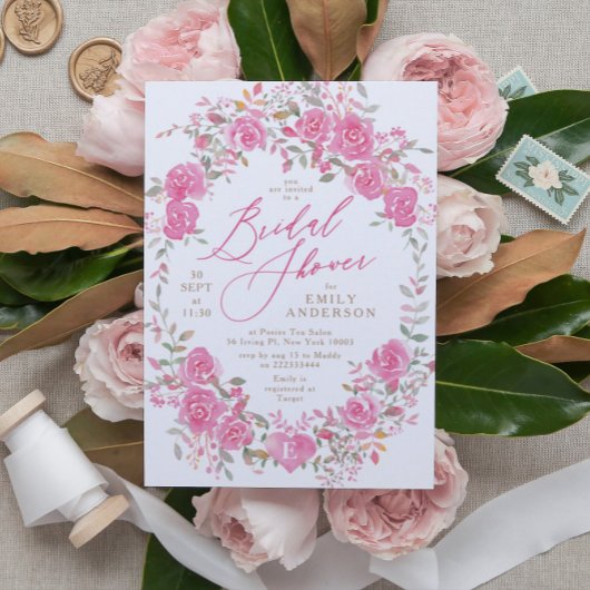 Invitation de douche nuptiale Floral Rose