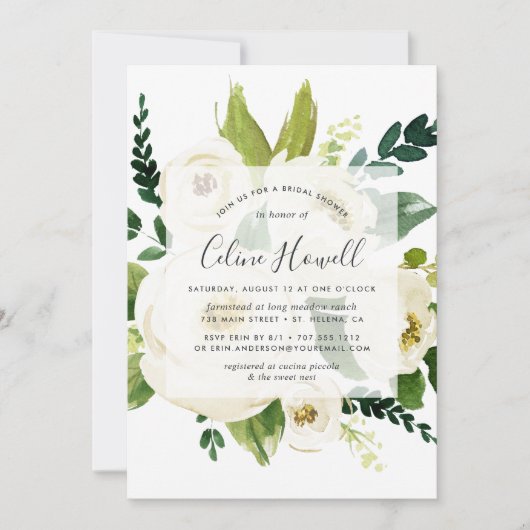 Invitation de douche nuptiale florale Alabaster (Devant)