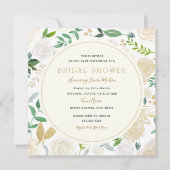 Invitation de douche nuptiale Florale d'or moderne (Devant)