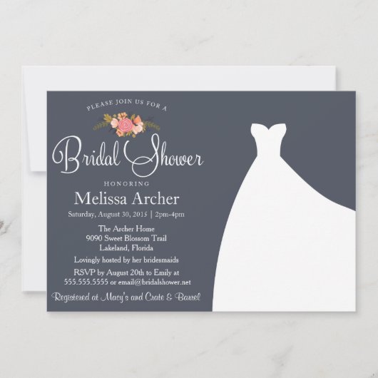 Invitation de douche nuptiale, florale et Mariage (Devant)