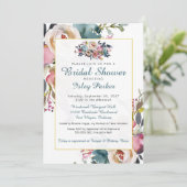 Invitation de douche nuptiale Florale été Roses d' (Debout devant)