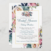 Invitation de douche nuptiale Florale été Roses d' (Devant / Derrière)