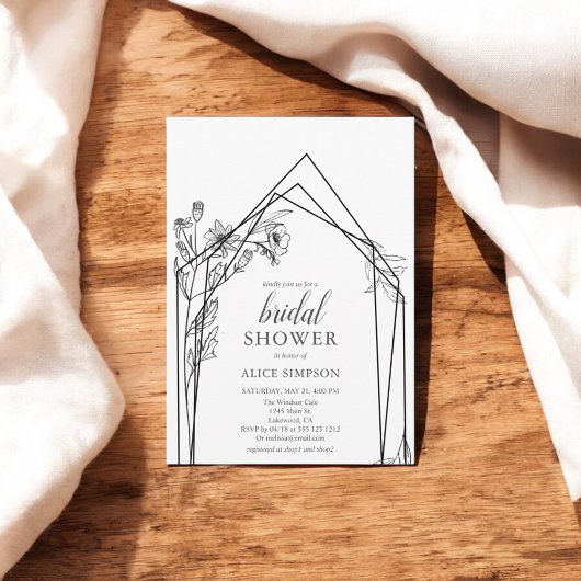 Invitation de douche nuptiale florale géométrique
