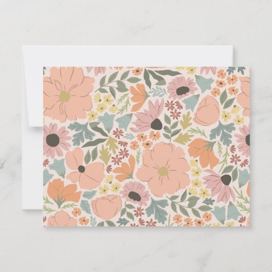 Invitation de douche nuptiale florale Insertion (Dos)